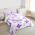 thumbnail image 3 of Homewish Chic Butterflies Full Size Comforter Sets,Cartoon Polka Dot Bedding Comforter Set,Purple White Bedding Sets For Girls Kids,Microfiber Bedroom Decor Reversible,3-Piece, 3 of 8
