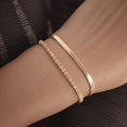 thumbnail image 3 of Trendy Tennis Copper with CZ Bracelets for Women Simple Stainless Steel Rope Figaro Short Chain on Hand Bangle Stacking Jewelry SH, 3 of 7