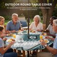 thumbnail image 3 of Round Outdoor Tablecloth with Umbrella Hole and Zipper, Teal Gray Boho Tablecloth with Elastic Waterproof, Southwestern Ethnic Abstract Geometric Patio Table Covers for 55" - 60" Picnic Pool Tables, 3 of 9