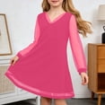 thumbnail image 2 of HXWCHs Robe Décontractée pour Filles Robe à Manches Longues Col en V pour Fête Robe de Performance Élégante Tenue Formelle pour Rose Vif 9-10 Ans, 2 of 4