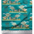 thumbnail image 1 of Soimoi Japan Crepe Satin Fabric Tree,Deer & Racoon Cartoon Fabric Prints by Yard 42 Inch Wide, 1 of 1