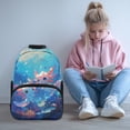 thumbnail image 2 of Yuyamidu Blue Pink Axolotl School Backpack for Kids Boys Girls 10-12 Years Old Cute Secondary School Bag with Two Side Pockets, 2 of 7
