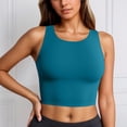 thumbnail image 2 of HNMKIU Women's Solid Color Tankini Swim Top Comfortable Breathable Shirt For Beach Pool Summer Water Activities Dark Green,S, 2 of 6