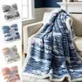 thumbnail image 1 of Polyester Fiber Blanket 1 Piece Premium Cotton Jacquard Throw Blanket Blue Velvet Flannel Soft Cozy Lightweight for Couch Bed All Seasons by JASKFLY, 1 of 7