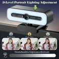 thumbnail image 3 of RONY 4K Autofocus Webcam with Ring Light, Plug & Play Computer Camera with Microphone for PC Laptop Video Streaming, Black, 3 of 11