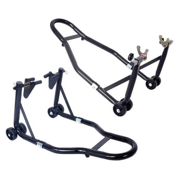 Motorcycle Stands 1000LB - Front & Rear Wheel Lift - Sport Bike Paddock Stands - Black - Adjustable Swingarm Stands for Garage & Repair