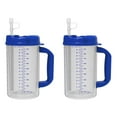 thumbnail image 1 of Tasse d'Hôpital Isolée à Double Paroi 32 oz - Tasse à Boisson Froide - Grande Poignée de Transport - Inclut Paille (2, Bleu), 1 of 6