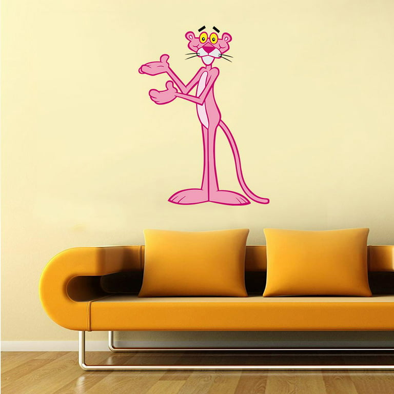 Pink Panther Cartoon Show Smiling Face Customized Wall Decal - Custom Vinyl  Wall Art - Personalized Name - Baby Girls Boys Kids Bedroom Wall Decal Room  Decor Wall Stickers Decoration Size (20x20