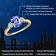 thumbnail image 2 of Gem Stone King 10K Yellow Gold Blue Tanzanite and Lab Grown Diamond 3-Stone Ring for Women | 1.38 Cttw | Oval 8X6MM | Gemstone December Birthstone | Size 8, 2 of 6
