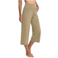 thumbnail image 2 of RYRJJ Womens Capri Pants Loose Yoga Pants Wide Leg High Waist Comfy Lounge Pajama Capris Sweatpants with Pockets(Khaki,3XL), 2 of 8
