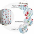 thumbnail image 5 of Small Stall Shower Curtain 36x72 Inch Narrow Half Size Cherry Farmhouse Bath Curtains Bathroom Decor Spring Summer Fruit Blue Striped Waterproof Fabric Shower Curtain Set with Hooks 36 Inch, 5 of 6