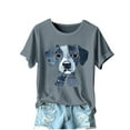 thumbnail image 2 of Qulqfy Cartoon Shirts for Women Cute Dog Print Puppy Shirts Gray Short Sleeve Women's Graphic Tops S, 2 of 4