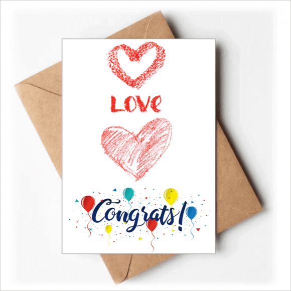 Love You Heart Red Quote Handwrite Wedding Cards Congratulations Greeting Envelopes