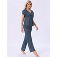 thumbnail image 2 of DARING DIVA Pajamas V Neck Top Drawstring Pants Sleepwear Lounge Sets L Blue Dot, 2 of 7
