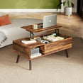 thumbnail image 3 of BOBOKY 39" Coffee Table for Living Room, Lift Top Coffee Table with Storage, Small Rising Wooden Dining Center Table with Storage Shelf & Hidden Compartment,Rustic Brown, 3 of 8