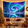 thumbnail image 3 of Aurora Borealis Over Mountain Lake, Cosmic Tranquil Celestial for Nature Lovers, Celestial Wall Art Housewarming Gift Tapestry Wall Hanging for Bedroom, Living Room, 3 of 7