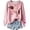 Pink, variant on Women's Lovely Dachshund Pattern Cozy Knit Sweater Pink Ribbon Print Round Neck Sweatshirt Color Pink Size S