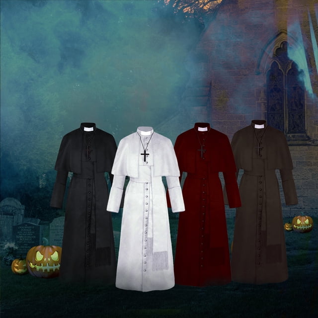 Costume de Prêtre, Costumes avec Hommes Femmes Hommes Femmes Costume de Père Mewmewcat avec Hommes Costumes de Prêtre Femmes Costumes de Père Vicaire Fête Robe de Père Vicaire Kierx