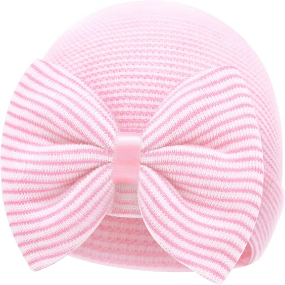 TELOLY Newborn Hats for Baby Girls Hospital Hat Baby Girl Bows and Headbands Infant Beanie Nursery Caps