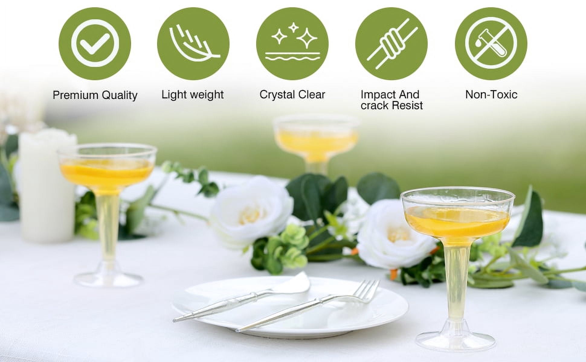 Box of 120 pcs - WEDDING-PLASTIC WINE CHAMPAGNE FLUTES DISPOSABLE GLASSES