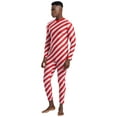 thumbnail image 5 of Zaldita Men's Christmas Candy Cane Jumpsuit Long Sleeve Striped Zentai Unitard Leotard Bodysuit Dancewear Red L, 5 of 7