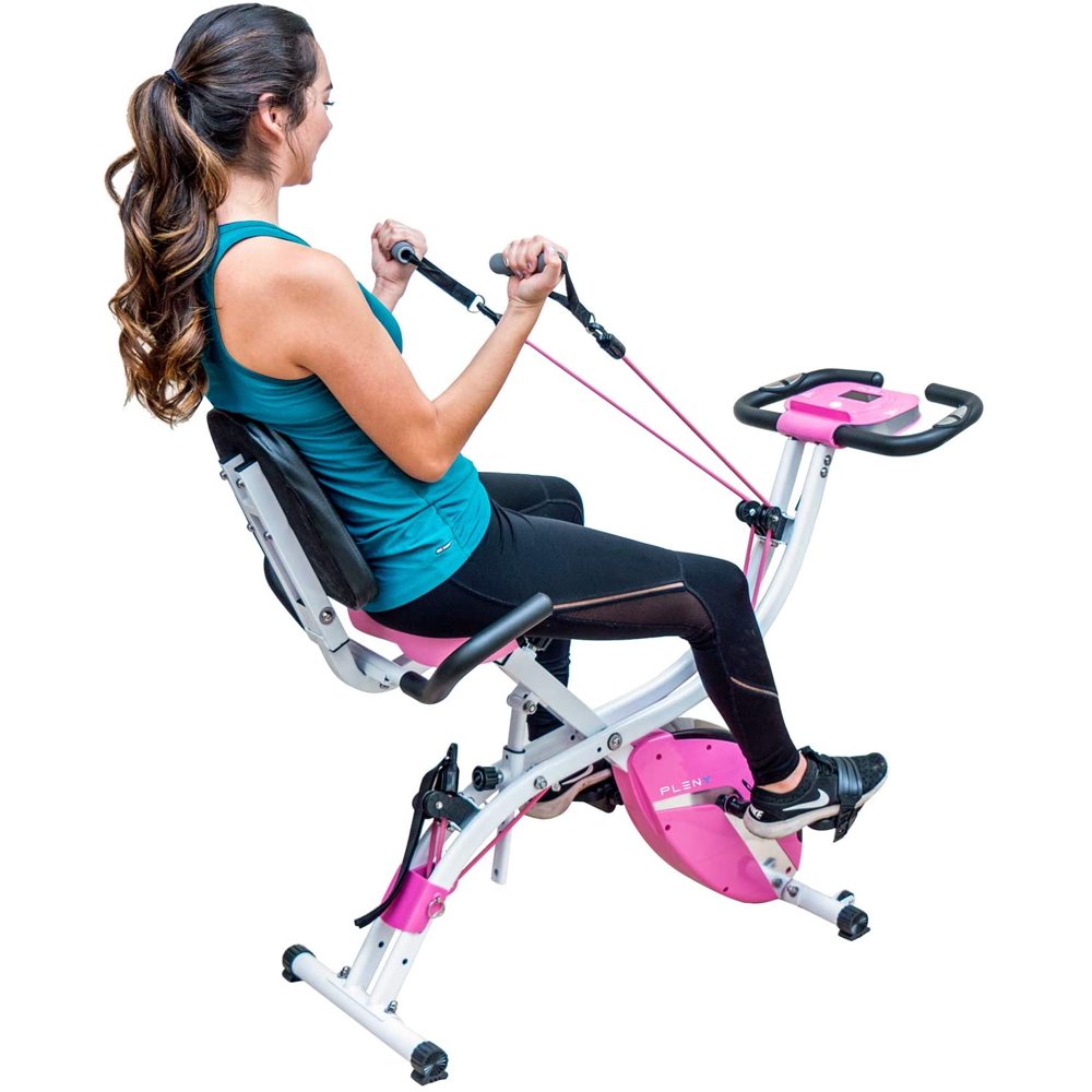 PLENY 3-in-1 Total Body Workout Exercise Bike w/Backlit Screen, High