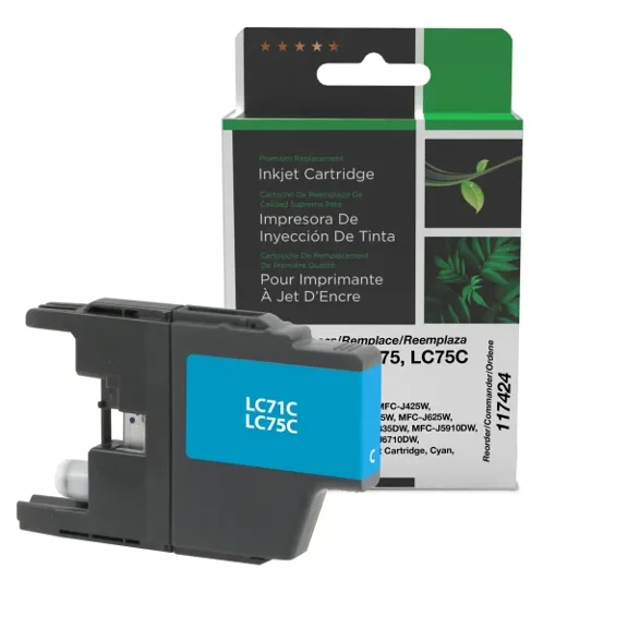 Remanufactured Clover Imaging High Yield Cyan Ink Cartridge compatible with Brother LC71/LC75