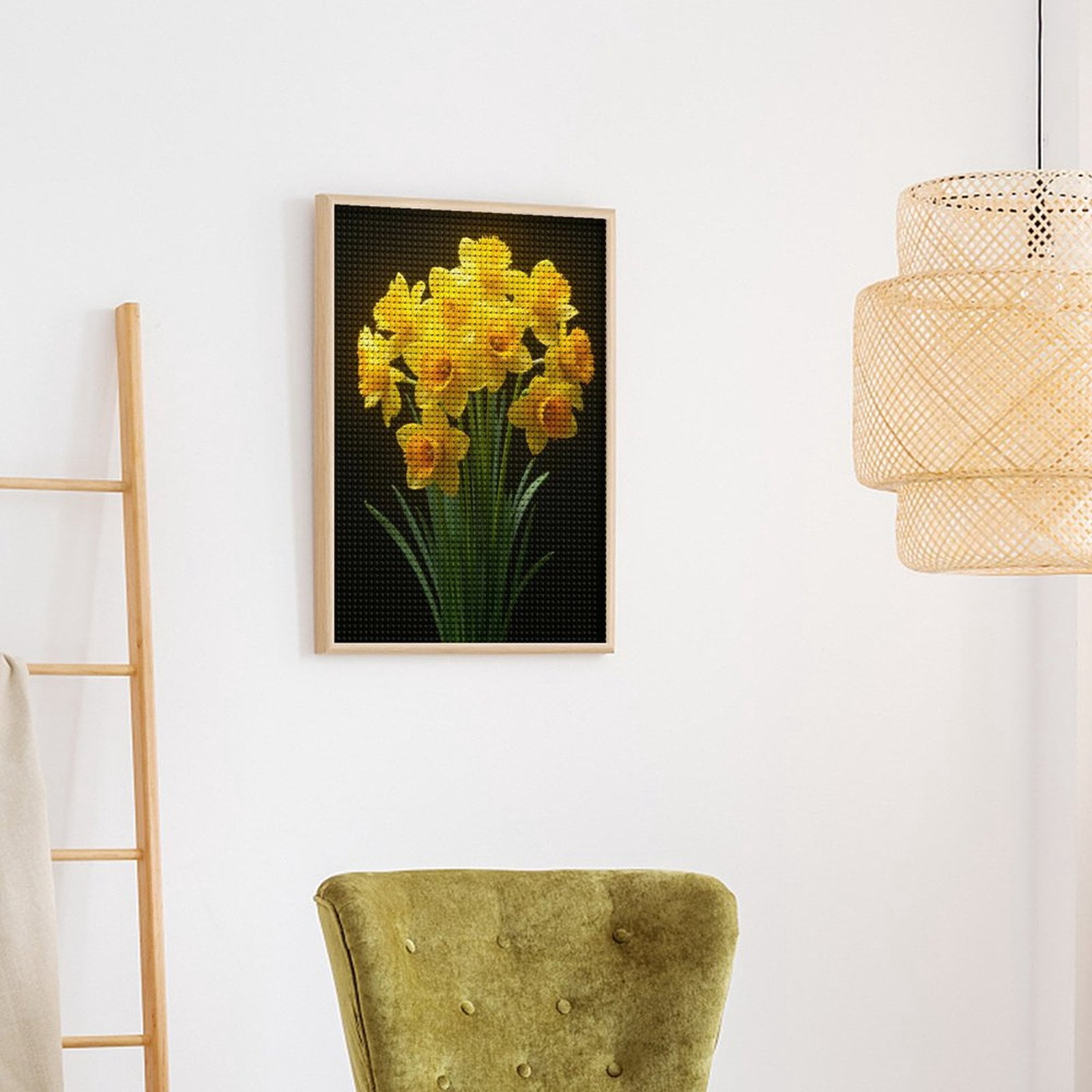 Diamond Art Kits for Adults, Yellow Daffodils Bouquet Bloom 5D Diamond Painting Kits for Adults Beginners, DIY Full Drill Diamond Painting, Gem Art and Crafts 12x16