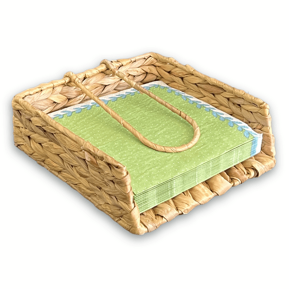 Eneocare Water Hyacinth Square Napkin Holder for Bathroom, Restaurant, Dining, Bar | Wicker Flat Napkin Holder, Rattan Cocktail Napkin Holder for Table, Kitchen