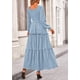 thumbnail image 2 of Vestido PRETTYGARDEN 2025 Maxi de Manga Larga con Fruncido Azul Talle M, 2 of 8