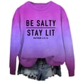thumbnail image 4 of Clearance! Sweatshirt for Women Be Stay Lit Sweatshirt for Women Loose Fit Sayings Shirt Gifts for Women Oversized Sweatshirt for Women Purple L, 4 of 4