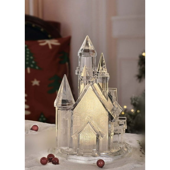 Set of 2 Clear Contemporary Wide Golden Glitter Church Tabletop Decors 10"