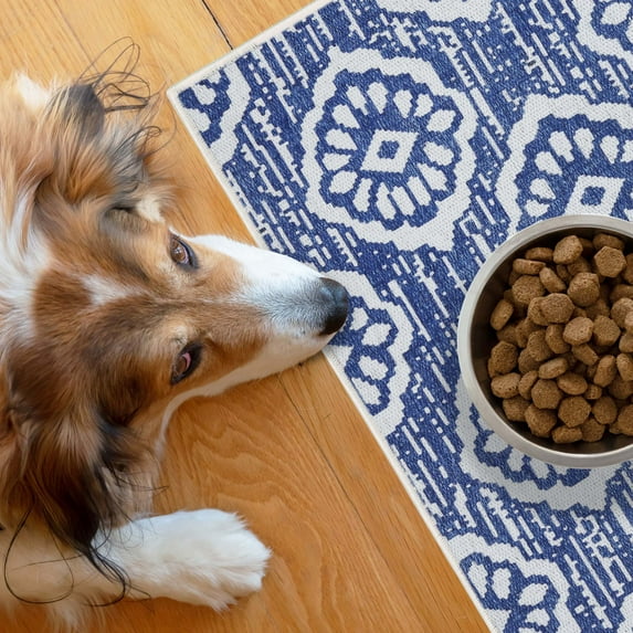 SussexHome Pets Ultra-Thin Cat and Dog Litter Mat for Litter Box - Washable Soft Natural Cotton Cat and Dog Feeding Mat - Paws-Kind Slip Resistant Place Mat - 2' x 3'