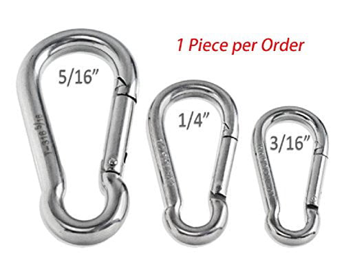 Carabiner Spring Snap Hook Marine Stainless Steel 80 Lbs 5 PC 3/16 Inch x 50mm 