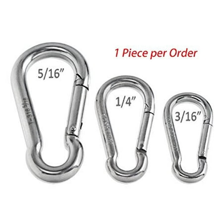 

RamPro 1Pc Spring Snap Hook Carabiner Stainless Steel Clip Keychain - 3/16 to 5/16-inch Grade 316 SS (5/16)