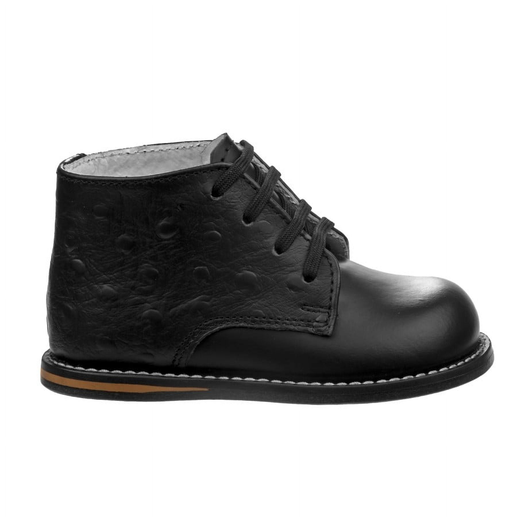 Josmo Unisex Baby Walking Shoes, First Walker Shoes, Genuine Leather Classic Smooth Ostritch Infant Shoes, Matte Black, Size: 3