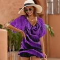 thumbnail image 5 of Purple Rose Beach Cover Ups Women V Neck Short Sleeve Dress Coverups Beachwear, 5 of 6