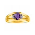 thumbnail image 1 of RYLOS Mens Rings 14K Yellow Gold Classic Design 7X5MM Oval Gemstone & Diamond  Amethyst February Birthstone Ring Size 10, 1 of 7