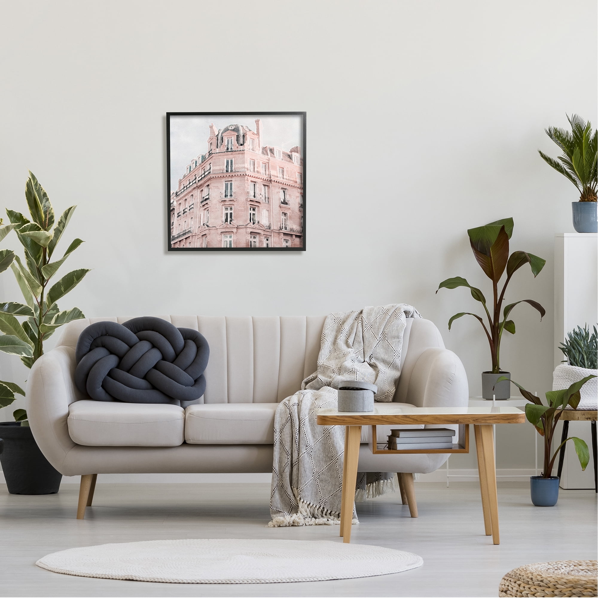 Stupell Industries Pastel City Building Travel & Places Painting Black Framed Art Print Wall Art, 24 x 24