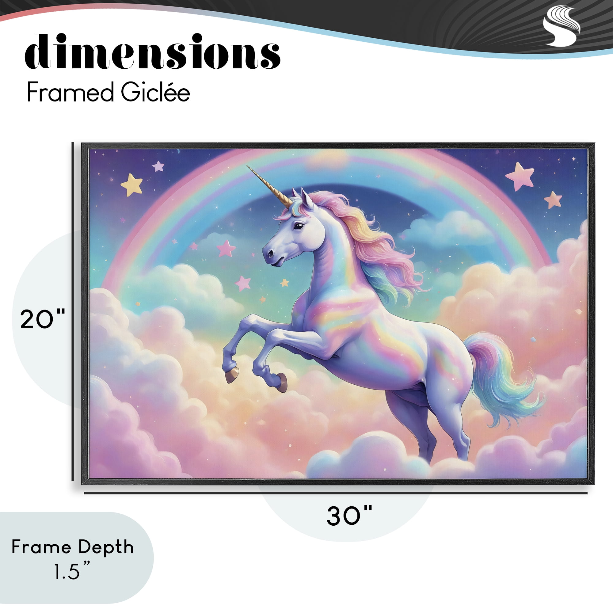 Stupell Industries Colorful Galaxy Unicorn Black Framed Giclee Art, design by Creative Studio