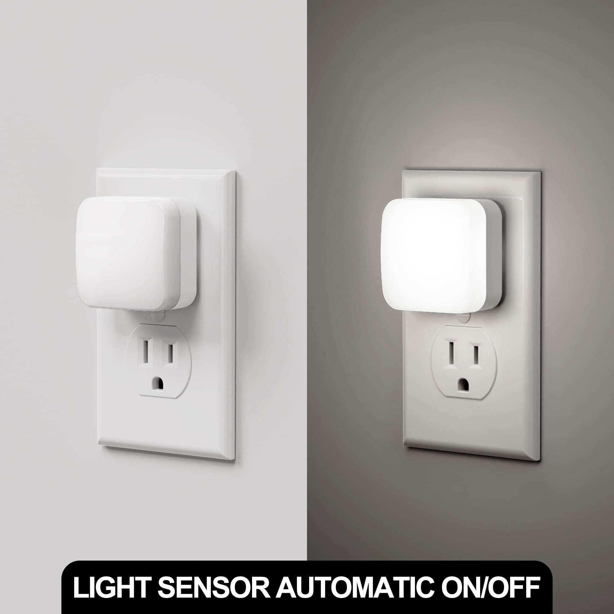 LOHASLED Set of 4 Cool White 5000K Mini LED Plug In Night Lights