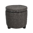 thumbnail image 5 of happimess Addie 17.72" Modern Coastal Hand-Woven Water Hyacinth Storage Ottoman with Lid, Black, SSL1002C, 5 of 6