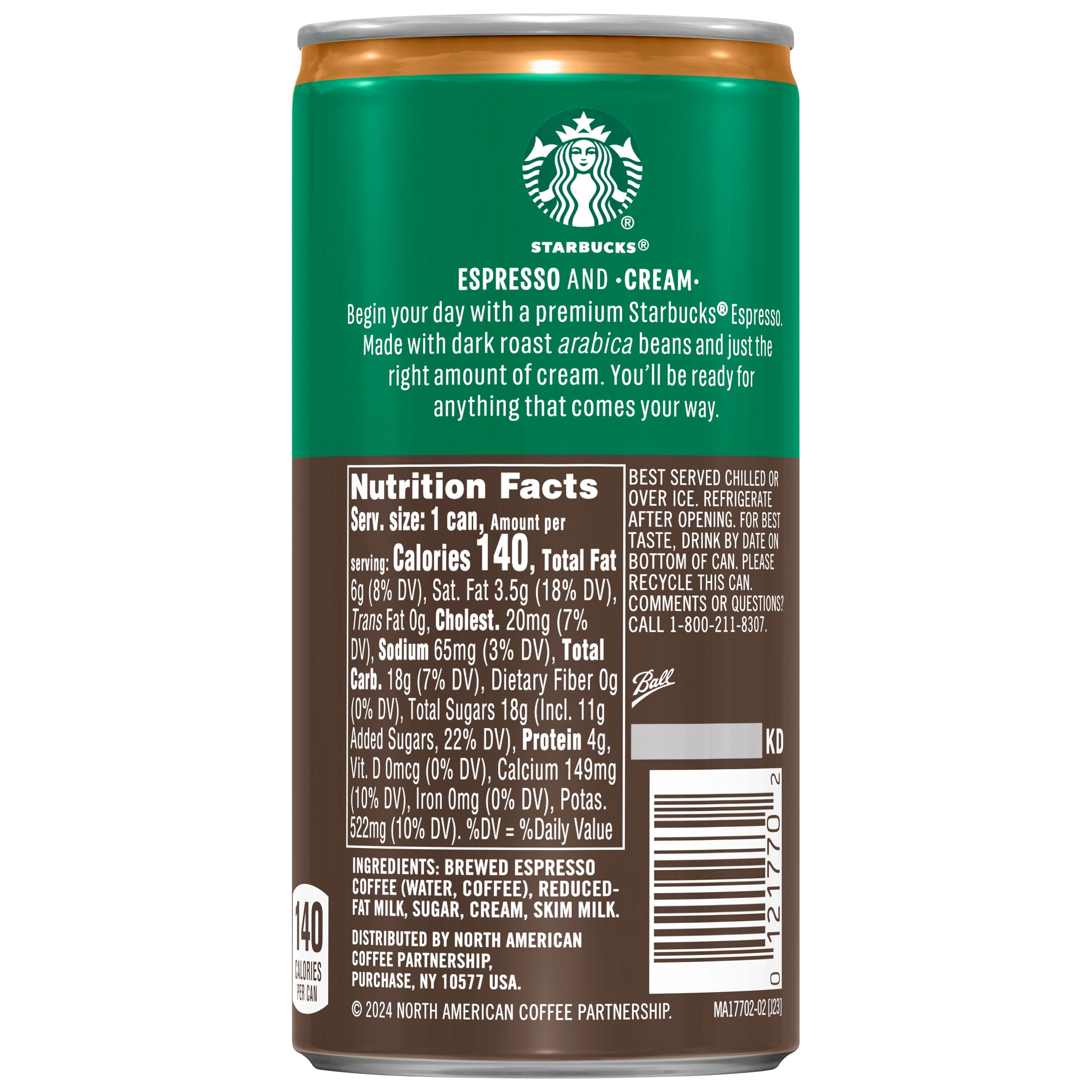 Starbucks Doubleshot Espresso & Cream Premium Iced Coffee Drink, 6.5 fl oz Can