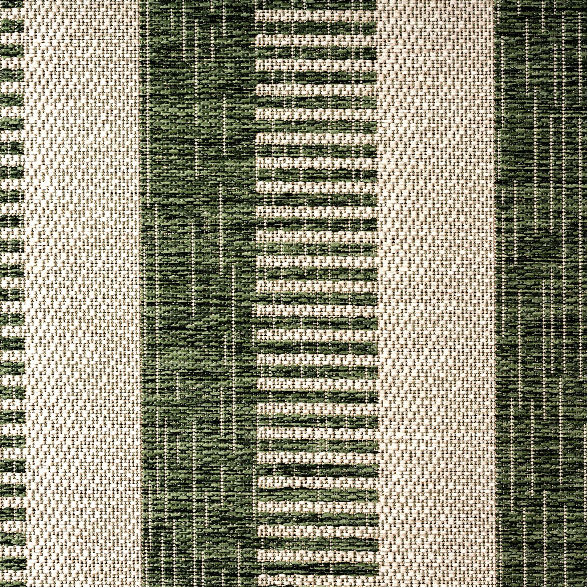 Nicole Miller New York Patio Country Charlotte Modern Striped Indoor/Outdoor Area Rug, Light Green/Ivory , 5'2"x7'2"