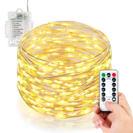 Christmas LED String Light,33 ft with 100 LEDs Waterproof Indoor or Outdoor Fairy Starry Copper Wire Warm White Best for Bedroom Garden Patio Party Centerpiece Halloween Christmas