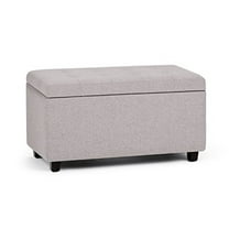 Cosmopolitan 34 inch Wide Storage Ottoman in Cloud Grey Linen-Look Fabric