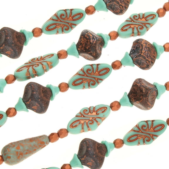 The Beadsmith Czech Glass Strands – High Quality, Pressed & Table Cut Beads – 3 x 7-Inch Strands, 21 Beads Per Strand – Turquoise Mix – For Jewelry Making, Decorations & DIY Crafts