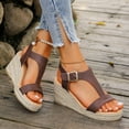 thumbnail image 3 of IUJSOY Womens Espadrilles Dress Platform Sandals T-Strap Open Toe Buckle Ankle Strap Wedge Sandals, 3 of 7