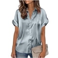 thumbnail image 6 of SDNall Women's Short Sleeve Button-Up Shirt, Solid Color Casual Top with Turndown Collar for Spring and Summer, Home and Daily Wear, Available in Multiple Sizes, 6 of 8