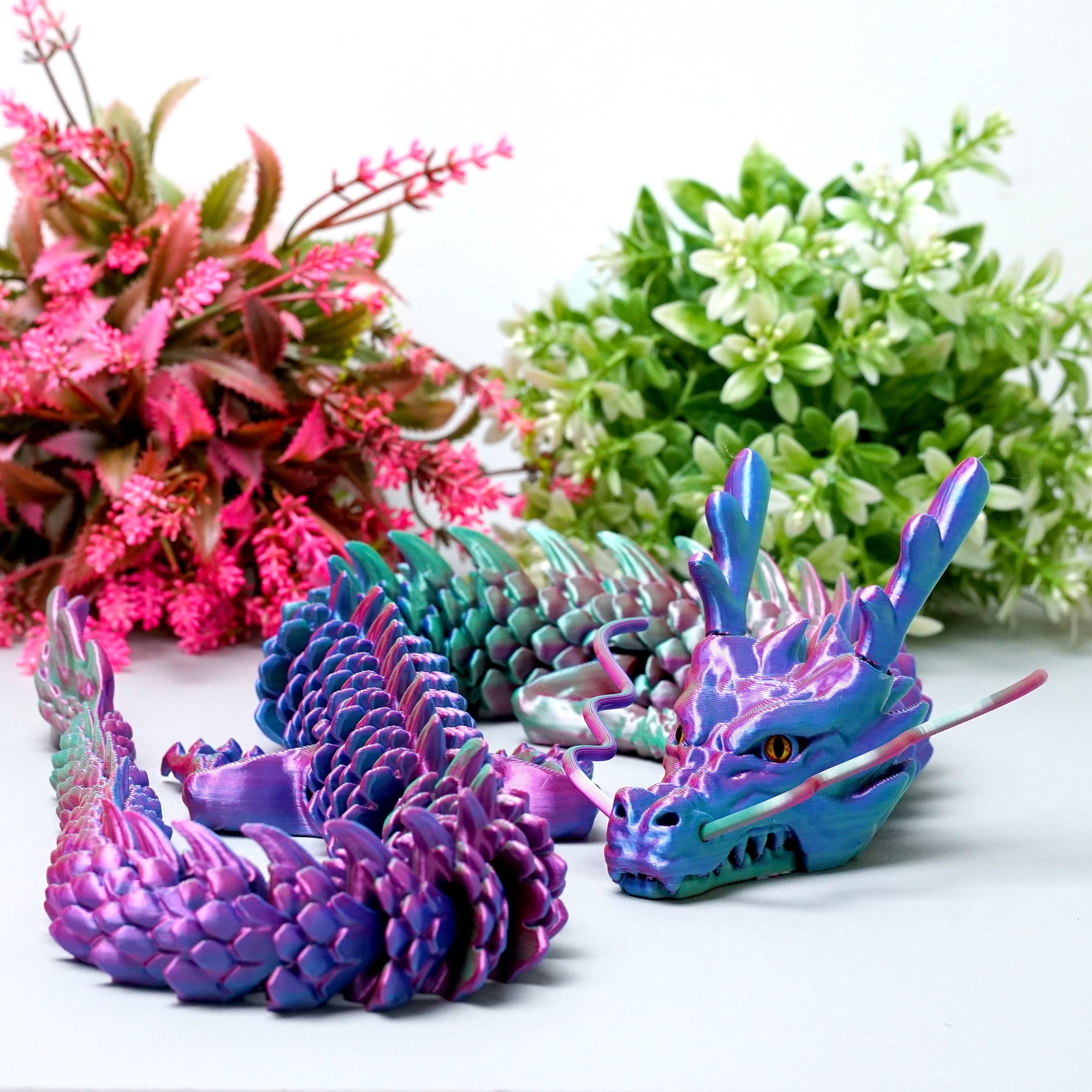 33.5inch 3D Printed dragon,Flexible Joint Animal lacertid Figurines,Realistic Eyes, Home Office Decor,Fidget Toy for Adults Teens Boy Festival Gifts